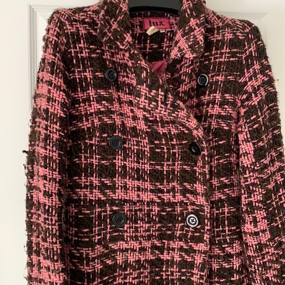 Retro tweed pink and brown coat